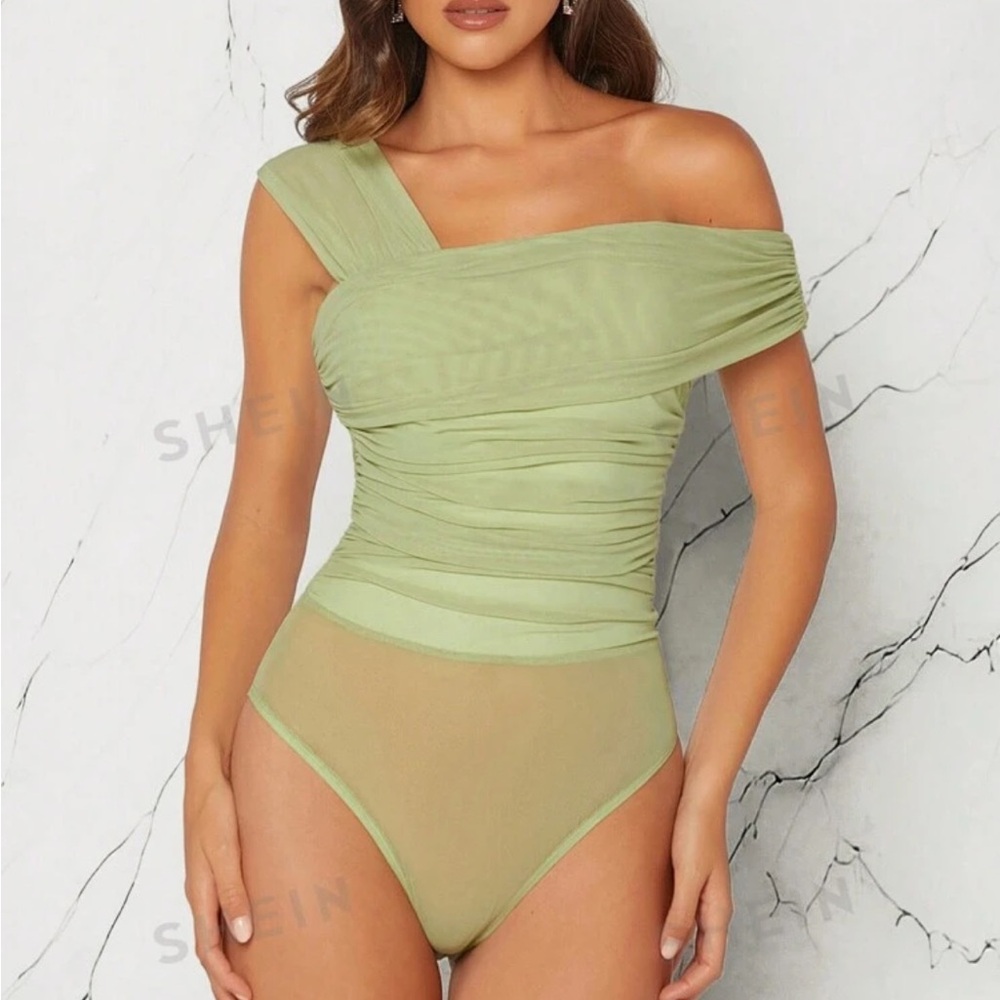 Haute Rusched Mesh One Piece